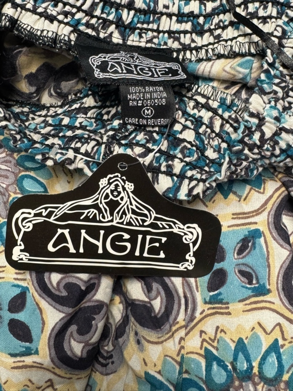 Angie Teal Multi Boho Elastic-Waist Joggers - Picture 8 of 11